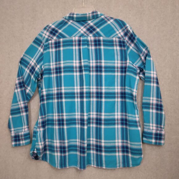 Woolrich | Plaid Flannel Shirt Blue Pink Cotton | Size XXL - Picture 6 of 10